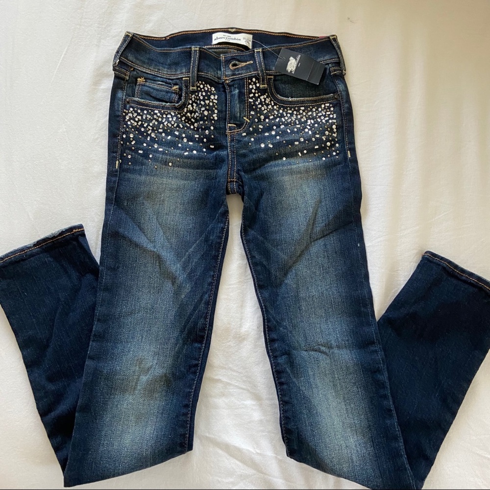 NWT abercrombie kids girls 10 skinny jeans w/ gems